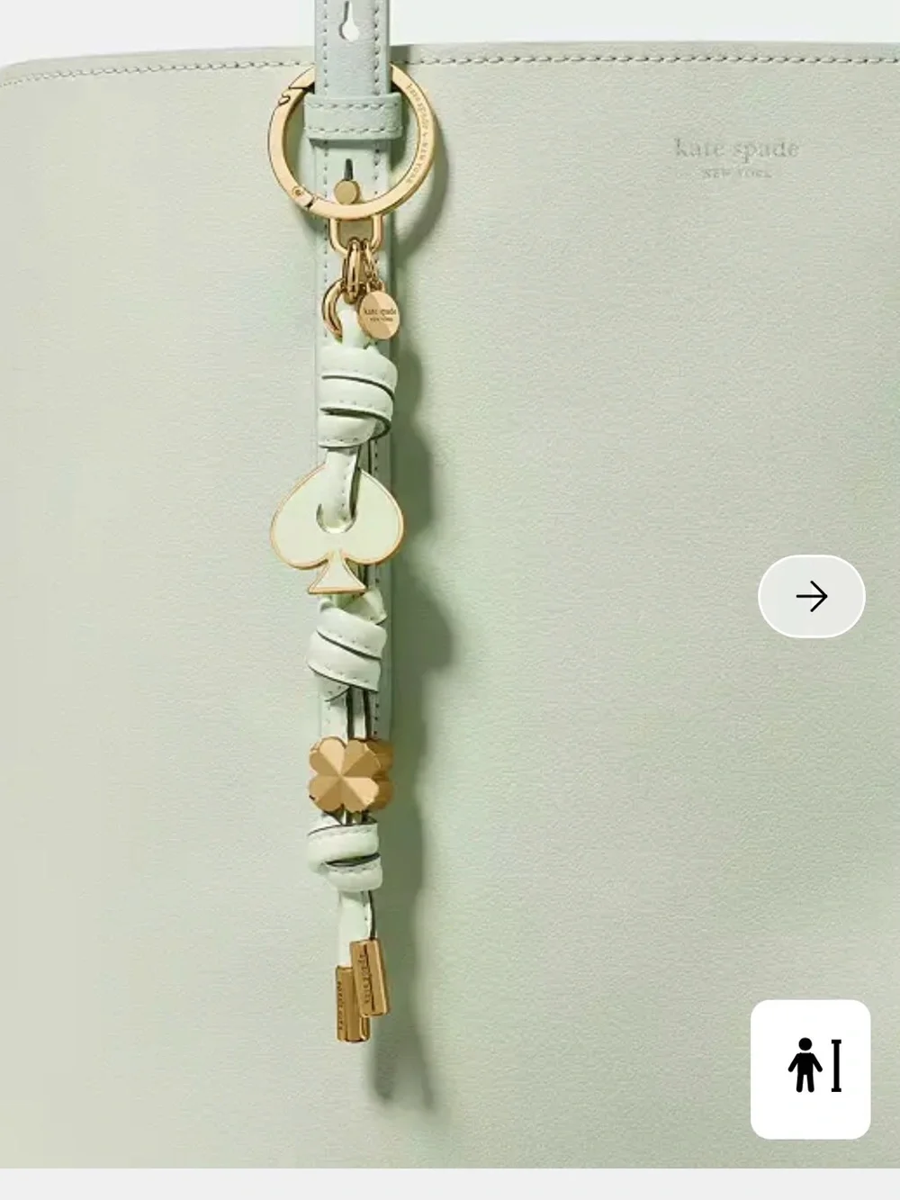 kate spade Mint Leather Tassel Key Fob with Gold Accents